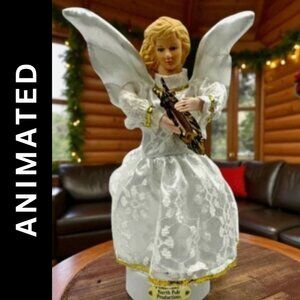 Musical Angel Gemmy Playing Harp Animated in Box